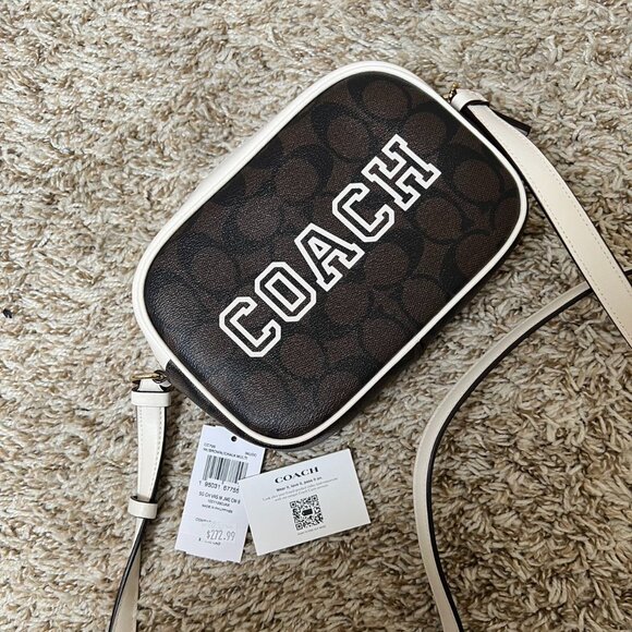 Coach Mini Jamie Camera Bag In Signature Canvas With Varsity Motif - Picture 9 of 12